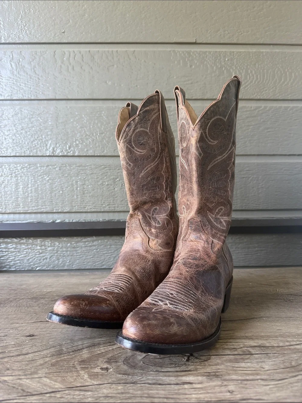 J.B. Dillon Men's Brown Leather Western Boots size 8 B made in USA